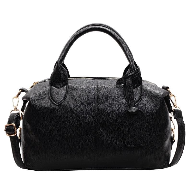 Travel Leather Black Tote Bags for Women