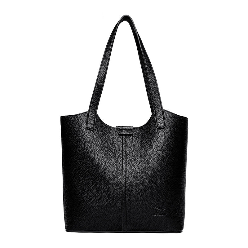 Women's Black Leather Shoulder Handbags