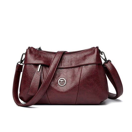 Wine Red Leather Cross Body Bags for Women