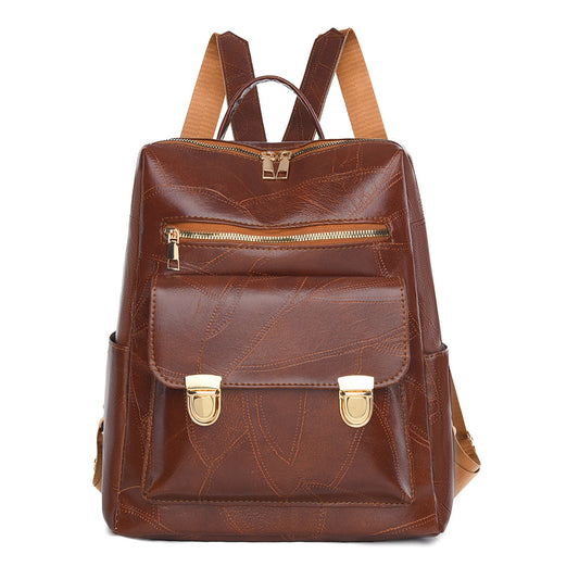 Brown Ladies Genuine Leather Travel Backpack